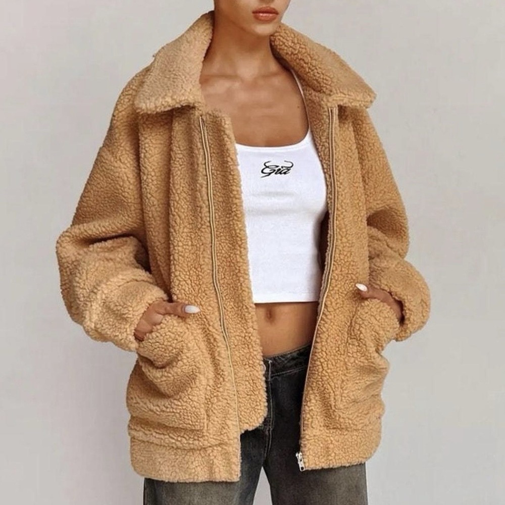 I.AM.GIA Pixie Teddy Sherpa Oversized Slouchy Coat Jacket Size Small Tan Brown - Picture 2 of 10